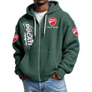 Ducati Motor Holding Men's Waffle Knit Full Zip-Up Hoodie