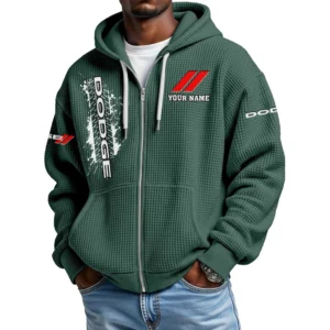 Dodge Men's Waffle Knit Full Zip-Up Hoodie