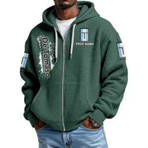 De Tomaso Lux Car Men's Waffle Knit Full Zip-Up Hoodie