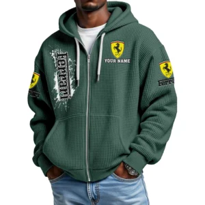 Ferrari Men's Waffle Knit Full Zip-Up Hoodie