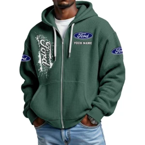 Ford Men's Waffle Knit Full Zip Up Hoodie 2026 Limited