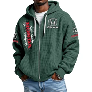 Honda Men's Waffle Knit Full Zip-Up Hoodie