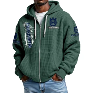 Husqvarna Motorcycles Men's Waffle Knit Full Zip-Up Hoodie