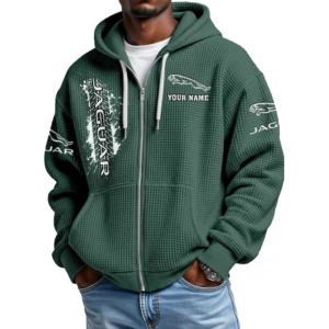 Jaguar Men's Waffle Knit Full Zip-Up Hoodie