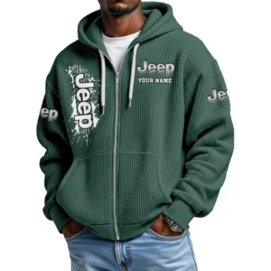 Jeep Men's Waffle Knit Full Zip-Up Hoodie
