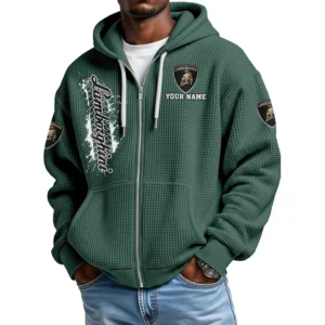 Lamborghini Men's Waffle Knit Full Zip-Up Hoodie