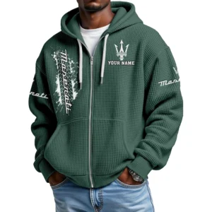 Maserati Men's Waffle Knit Full Zip-Up Hoodie