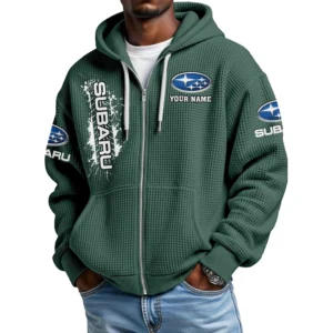 Subaru Men's Waffle Knit Full Zip-Up Hoodie