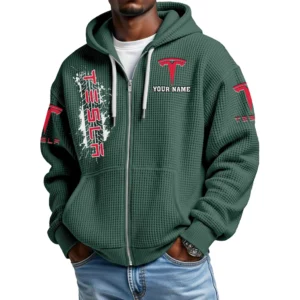 Tesla Men's Waffle Knit Full Zip-Up Hoodie