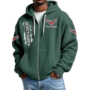 Victory Motorcycles Men's Waffle Knit Full Zip-Up Hoodie