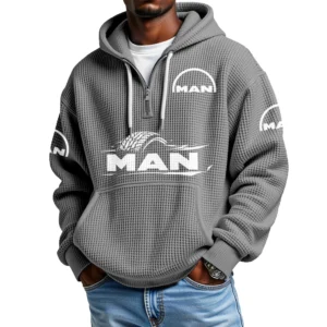 MAN Truck & Bus Men’s Quarter Zip Waffle Knit Hoodie