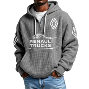 Renault Trucks Men’s Quarter Zip Waffle Knit Hoodie