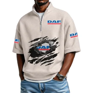 DAF Trucks Men's Quarter Zip Waffle Knit Short Sleeve Shirt