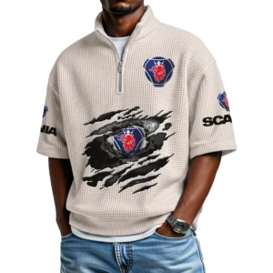 Scania AB Men's Quarter Zip Waffle Knit Short Sleeve Shirt 2026 Limited