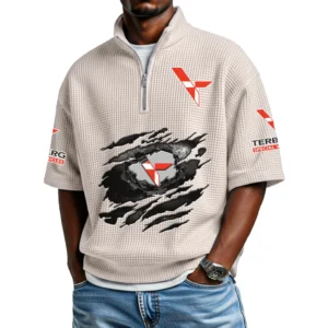 Terberg Men's Quarter Zip Waffle Knit Short Sleeve Shirt