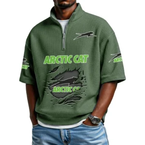 Arctic Cat Men's Quarter Zip Waffle Knit Short Sleeve Shirt
