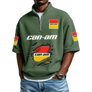 Can Am BRP Men's Quarter Zip Waffle Knit Short Sleeve Shirt