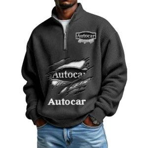 Autocar Truck Men's Waffle Knit Quarter-Zip Long Sleeve Shirt