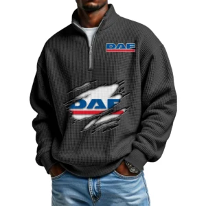 DAF Trucks Men's Waffle Knit Quarter-Zip Long Sleeve Shirt