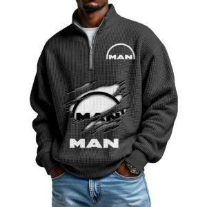 MAN Truck & Bus Men's Waffle Knit Quarter-Zip Long Sleeve Shirt