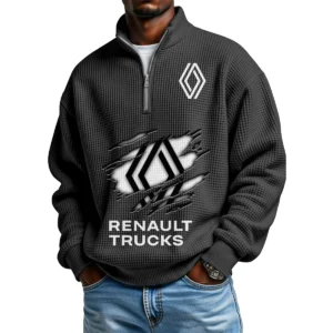 Renault Trucks Men's Waffle Knit Quarter-Zip Long Sleeve Shirt