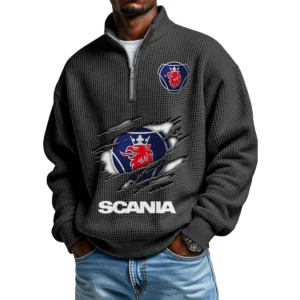 Scania AB Men's Waffle Knit Quarter Zip Long Sleeve Shirt 2026 Limited