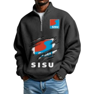 Sisu Auto Men's Waffle Knit Quarter-Zip Long Sleeve Shirt