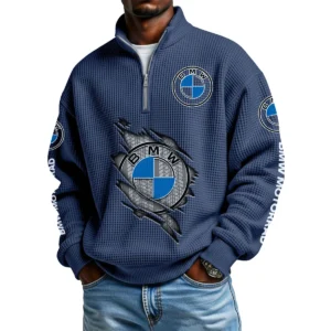 BMW Motorrad Men's Waffle Knit Quarter-Zip Long Sleeve Shirt