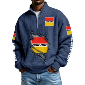 Can Am BRP Men's Waffle Knit Quarter-Zip Long Sleeve Shirt