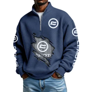 CFMoto Men's Waffle Knit Quarter-Zip Long Sleeve Shirt