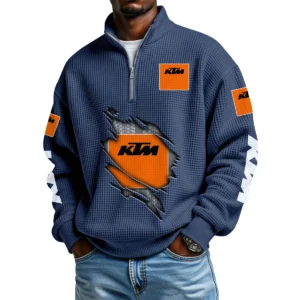 KTM Men's Waffle Knit Quarter-Zip Long Sleeve Shirt