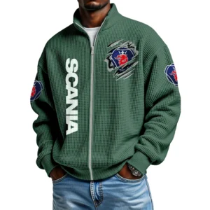 Scania AB Men's Waffle Knit Full-Zip Long Sleeve Sweatshirt 2026 Limited