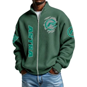 Astra Trucks Men's Waffle Knit Full-Zip Long Sleeve Sweatshirt