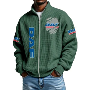 DAF Trucks Men's Waffle Knit Full-Zip Long Sleeve Sweatshirt
