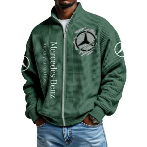 Mercedes-Benz Trucks Men's Waffle Knit Full-Zip Long Sleeve Sweatshirt