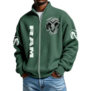 Ram Trucks Men's Waffle Knit Full-Zip Long Sleeve Sweatshirt