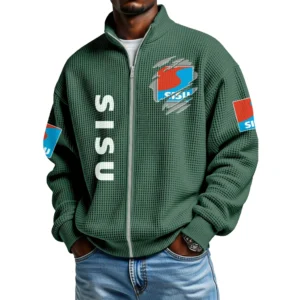 Sisu Auto Men's Waffle Knit Full-Zip Long Sleeve Sweatshirt