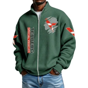 Terberg Men's Waffle Knit Full-Zip Long Sleeve Sweatshirt