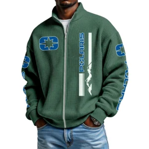 Polaris Men's Waffle Knit Full-Zip Long Sleeve Sweatshirt