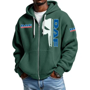 DAF Trucks Men's Waffle Knit Full Zip-Up Hoodie