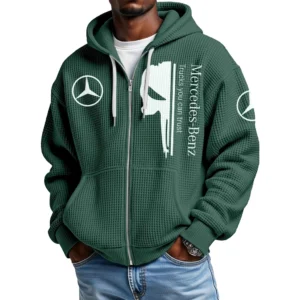 Mercedes-Benz Trucks Men's Waffle Knit Full Zip-Up Hoodie
