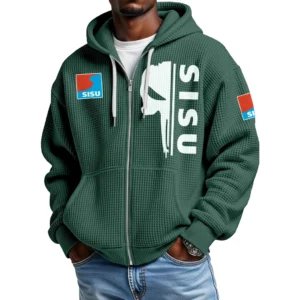 Sisu Auto Men's Waffle Knit Full Zip-Up Hoodie