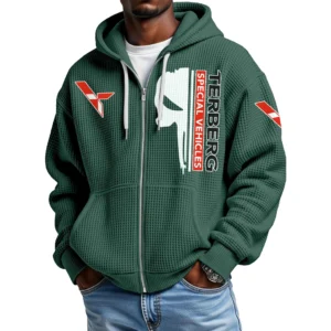Terberg Men's Waffle Knit Full Zip-Up Hoodie