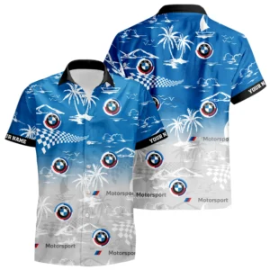 BMW M Motorsport Racing Hawaiian Shirt 2026 Limited Premium Crinkle Textured Custom Name