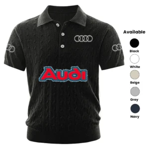 Audi Polo Shirt Men Knitted Top Texture, Short Sleeve