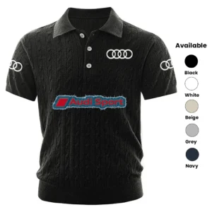 Audi Sport Racing Polo Shirt Men Knitted Top Texture, Short Sleeve
