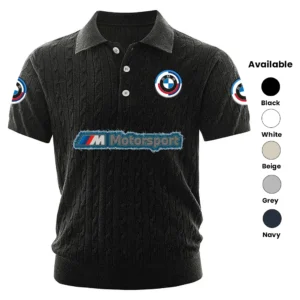 BMW M Motorsport Racing Polo Shirt Men Knitted Top Texture, Short Sleeve