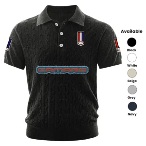 Chevrolet Camaro Polo Shirt Men Knitted Top Texture, Short Sleeve