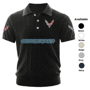 Corvette Polo Shirt Men Knitted Top Texture, Short Sleeve