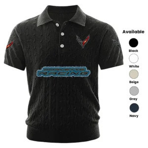Corvette Racing Polo Shirt Men Knitted Top Texture, Short Sleeve